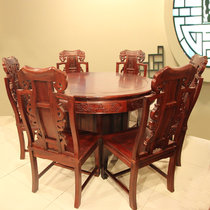 红木家具1.2米红木圆桌实木饭桌一桌六椅非洲酸枝木