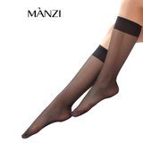 MANZI曼姿 10D透明性感超薄长筒袜 包芯丝中统袜 时尚百搭丝袜 美腿显瘦 防勾丝通勤女袜子 802083(黑色 均码)