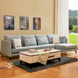 左右现代布艺沙发客厅整装大小户型家具组合简约转角可拆洗沙发5005(爱丽丝蓝 转二件正向+休单)