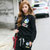韩衣兜 2014秋冬新款韩版女装时尚卡通刺绣抓绒加厚休闲运动套装 S1838(黑色 XL)