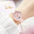 史努比手表女款2021新款潮流简约防水小学初高中学生女孩儿童手表(粉色 皮带)