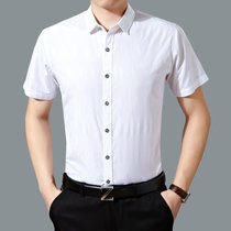 2016夏季新款中年男士短袖衬衫男装丝光棉衬衣男薄款中老年爸爸装ZY(519白色 170)
