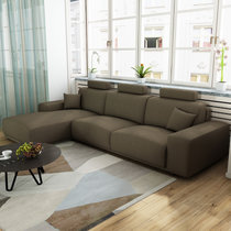 进畅家具 布艺沙发小户型客厅北欧简约可拆洗日式沙发家具组合(咖啡色 双人+左贵妃)