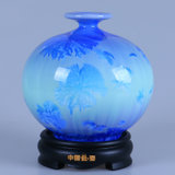 花瓶陶瓷器摆件德化白瓷现代中式客厅居家装饰品简约摆件开业礼品(16CM浅蓝结晶)
