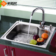 丰特龙卫浴 加厚不锈钢厨房水槽 单槽 一体成型洗菜盆水槽套餐F-2413