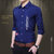 洲玛仕 2018新款休闲男式衬衫 个性字母韩版修身型衬衣(18017深蓝色 M)