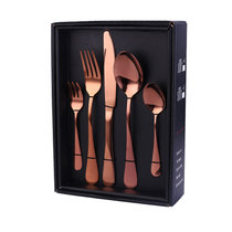 欧式牛排刀刀叉勺茶勺套装  家用西餐餐具16件套带礼盒(玫瑰金 20件套)