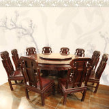 红木家具2/1.8米红木大圆桌实木饭桌12椅组合餐厅圆形餐桌不雕花南美酸枝木(其他 1.78米十二椅)