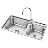 欧琳（OULIN）水槽+龙头套餐 304不锈钢洗菜盆洗碗池 厨房水池双槽JBS2T-OLWG82450（9501）