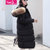 ZeyuBird 2017冬装新款韩版修身貉子大毛领羽绒服女中长款加厚显瘦保暖外套大码(黑色 M)
