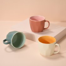 生活无忧LATTLIV南瓜马克杯创意咖啡杯家用水杯个性陶瓷杯早餐杯2个装(蓝 粉 默认)