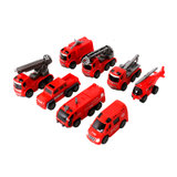 酷米 儿童玩具男孩消防车玩具挖掘机推土车仿真模型套装 8只装送儿童生日礼物KM3048 红色(红色 版本)