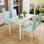 现代简约餐桌椅组合钢化玻璃长方形白色餐厅家具餐桌(天蓝色 100*60一桌4椅)