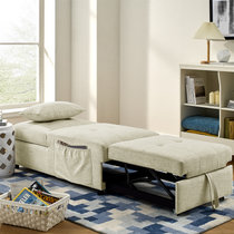烤漆可折叠可伸缩沙发床美式小户型客厅家具简约现代两用沙发单人休闲小拉床(卡其色 坐躺调节款)