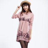 HZ花朝2013春冬装新款韩版中长款毛衣女长袖修身包臀针织(粉红色 XL)