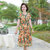年轻妈妈夏装洋气雪纺连衣裙中年妇女装短袖裙子新款40岁气质大码(绿色 3XL建议（125-135）斤)