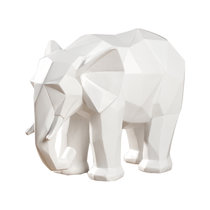 莎芮 北欧创意几何折纸树脂动物大象摆件电视柜桌面摆饰玄关装饰工艺品(LX-16095白色)