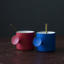 日式陶瓷杯子克莱因蓝色咖啡具意式浓缩手冲咖啡杯家用水杯马克杯(逸云咖啡杯（红+蓝单杯） 默认版本)