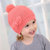 小小萌女宝毛线帽 可爱蝴蝶结 西瓜红 西瓜红0-3-6岁(L码（头围40高18） 西瓜红)