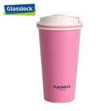 韩国glasslock办公保温杯时尚男女便携学生直身水杯不锈钢真空咖啡杯(粉色)
