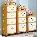 ALCOCO儿童玩具收纳柜抽屉式零食储物柜宝宝婴儿衣柜绘本话书置物架3层-黄色M519-3YM黄 萌鸭造型 材质安全
