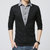 假两件衬衫领男士毛衣套头秋毛线男装韩版薄款衬衣男生针织衫T恤(6237黑色 XL)