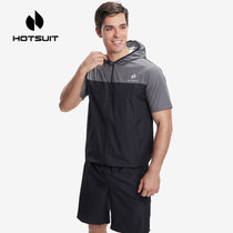 housuit后秀暴汗服套装男2022年夏季新款运动健身短袖短裤两件套(L 深灰/矿物黑)