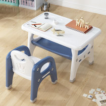 儿童桌椅组合套装家用幼儿园写字方桌椅组合宝宝学习画画书桌加厚(一桌一椅蓝灰色 默认版本)