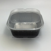 烘焙模具大号正方形锡纸杯带盖铝箔蛋糕盒300ML芝士盒布丁杯100套(黑色带盖100套(300ml) 默认版本)