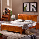 艾莉哲家具 中式现代家具实木床双人床 1.8米1.5米床架 结婚大床橡胶木床999(1500*2000 床+2个床头柜)