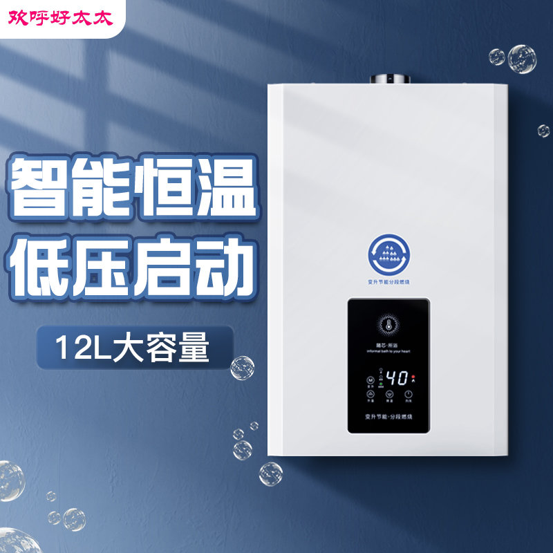 欢呼好太太12升大水量燃气热水器家用强排式即开即热变频智能恒温n275