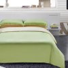 大话色彩 纯色双拼天丝四件套 1.8床双人素色床单式床上用品(果绿米 1.8m床)