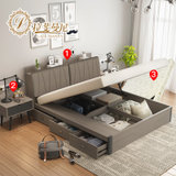 拉斐曼尼 BSA008 轻奢北欧家具1.8米床储物双人床1.5m高箱床主卧(图片 1.5m床+床头柜+床垫)