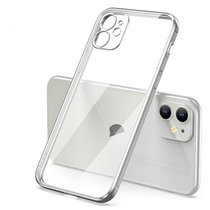树虎电镀直边适用iPhone13pro手机壳苹果11超薄12全包软壳X/XS透明7/8P魔方保护套(银色 苹果11promax)
