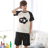 佰伦世家夏季新款韩版短袖卡通猫鱼情侣睡衣套装5110(男款 L码)