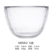 日式锤纹玻璃品茗杯描金水晶透明功夫茶具套装家用主人小茶杯茶碗(透明 G款)