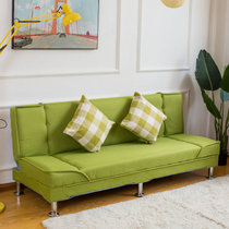 小户型布艺沙发简易客厅可折叠沙发单人双人三人沙发出租房沙发床(四人座长度1.8米：带2个抱枕 抹茶绿-棉麻)
