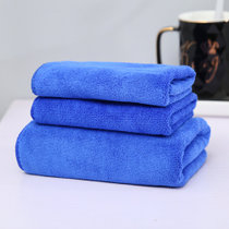 斜月三星【3条装】超细纤维毛巾干发巾GF蓝色套装（1毛巾+2条方巾） 快速吸水速干