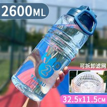 超大容量水杯男健身水壶户外运动太空杯便携工地水瓶杯子夏3000ml(蓝色2600ml+过滤网)