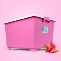 茶花塑料收纳箱衣物整理箱有盖储物箱加厚衣服箱子收纳盒(红)