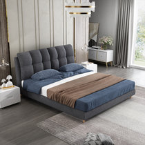 A家家具 双人床现代简约布艺床婚床1.8米可拆洗布艺软靠床DA0183(浅灰色 1.5米架子床+床头柜*2+床垫)