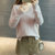 班图诗妮白色毛衣女2017秋装新款韩版百搭V领针织衫纯色宽松薄款打底衫(粉红色 均码)