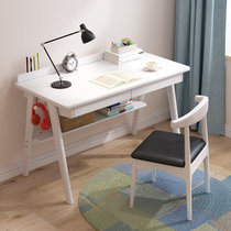 一米色彩实木北欧电脑桌，学习桌，实木书桌(象牙白 1.4米/桌+椅)