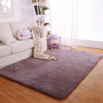 艾虎超柔加厚羊羔绒地毯客厅卧室床边毯飘窗地垫(紫灰色方形 50cmX80cm)