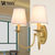汉斯威诺美式乡村田园床头壁灯楼梯客厅墙壁灯布艺双头欧式壁灯HS304009(2头 带灯罩(带原厂LED光源))