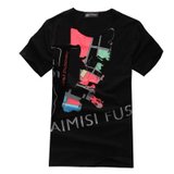 EAIBOSSCAN 夏装新休闲时尚短袖T恤T130008(黑色 M)