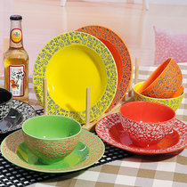 八友创意百家姓瓷器餐具套装 陶瓷 五彩碗/盘 儿童碗碟套装