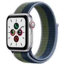 Apple Watch SE 智能手表 GPS+蜂窝款 40毫米银色铝金属表壳 深邃蓝配苔绿色回环式运动表带MKQW3CH/A