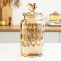 密封罐透明蜂蜜柠檬瓶泡菜坛子大号玻璃瓶食品调料茶叶储物罐带盖(【爱心盖】水滴-大号)