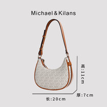 MICHAEL&KILANS 品牌包包女包新款老花单肩包复古腋下包通勤斜挎包 B1210820(咖啡色)